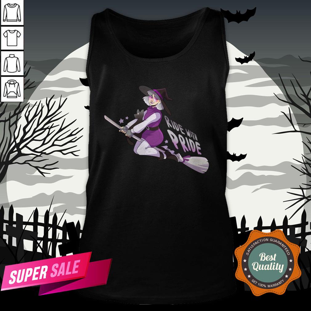 Ride With Pride Asexual LGBT Witch Halloween Shirt