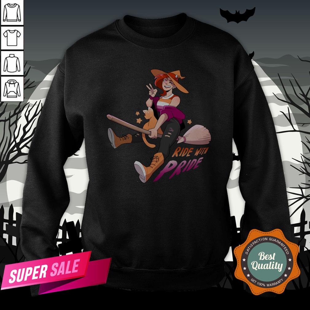 Ride With Pride Lesbian LGBT Halloween Shirt