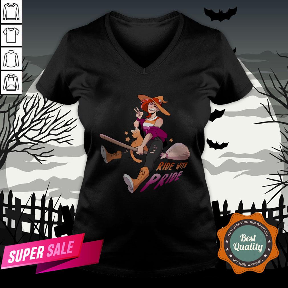Ride With Pride Lesbian LGBT Halloween Shirt