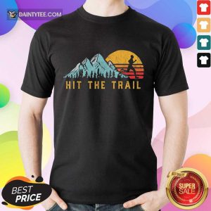 Nice Hit The Trail Runner Retro Running Graphic Shirt