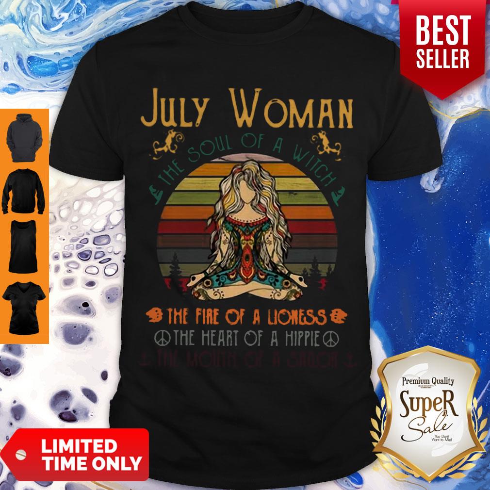 Yoga Peace July Woman The Soul Of A Witch The Fire On A Lioness Vintage Shirt