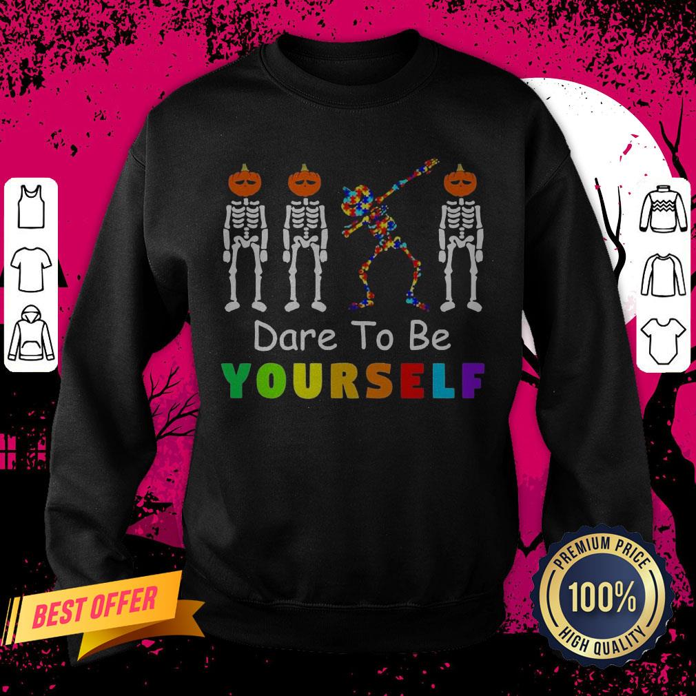 Skeleton Autism Dare To Be Yourself Halloween Shirt