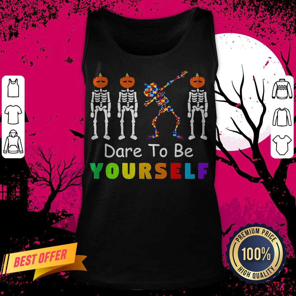 Skeleton Autism Dare To Be Yourself Halloween Shirt