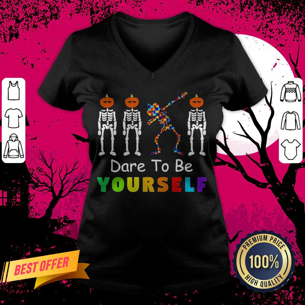 Skeleton Autism Dare To Be Yourself Halloween Shirt