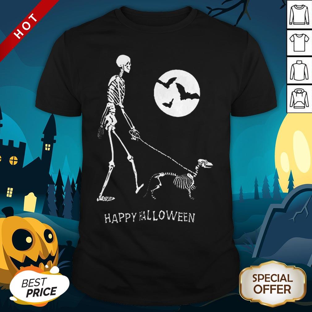 Skeleton Corgi Under Moon Light Happy Halloween Shirt