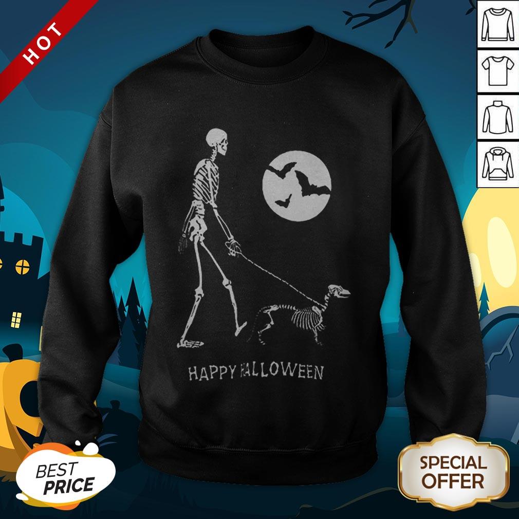 Skeleton Corgi Under Moon Light Happy Halloween Shirt