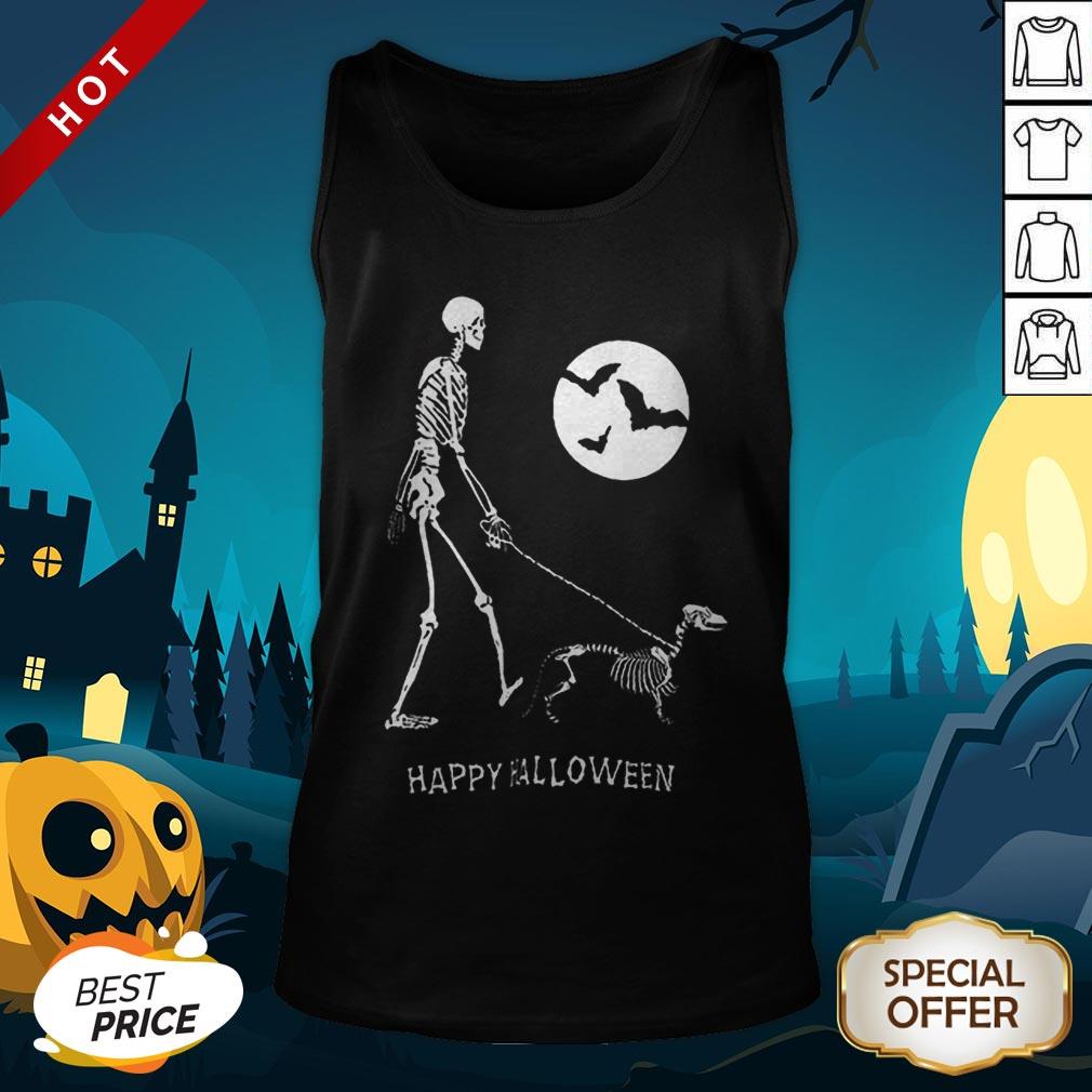 Skeleton Corgi Under Moon Light Happy Halloween Shirt