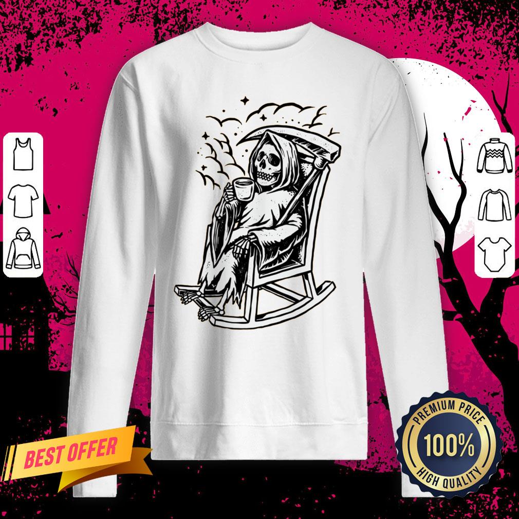 Skeleton Loves Drinking Coffee Halloween Day Shirt