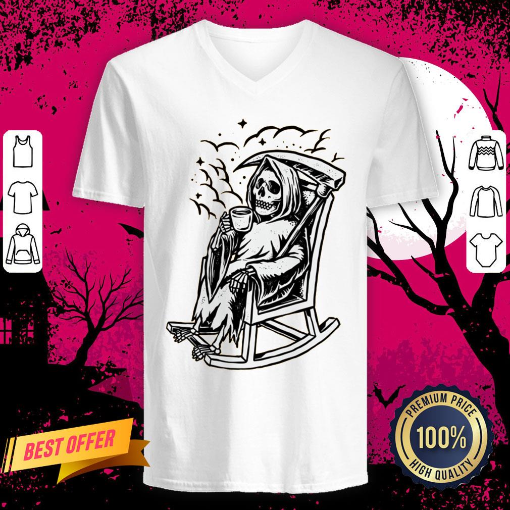 Skeleton Loves Drinking Coffee Halloween Day Shirt