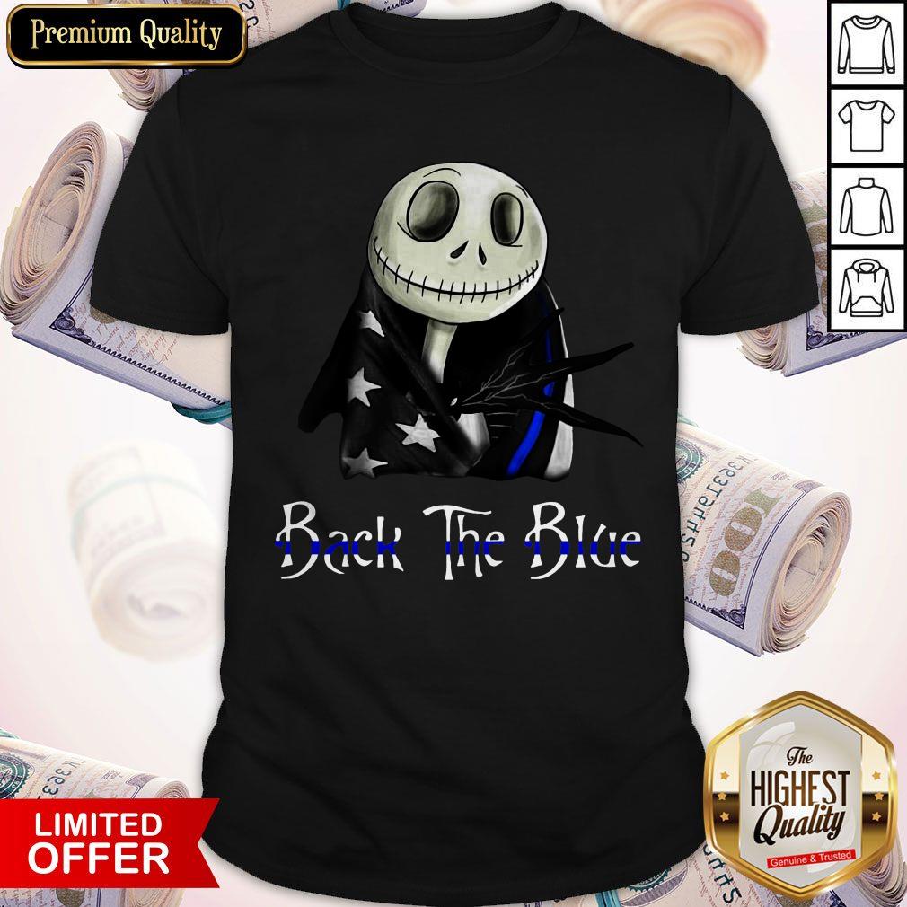 Skellington Back The Blue American Flag Shirt