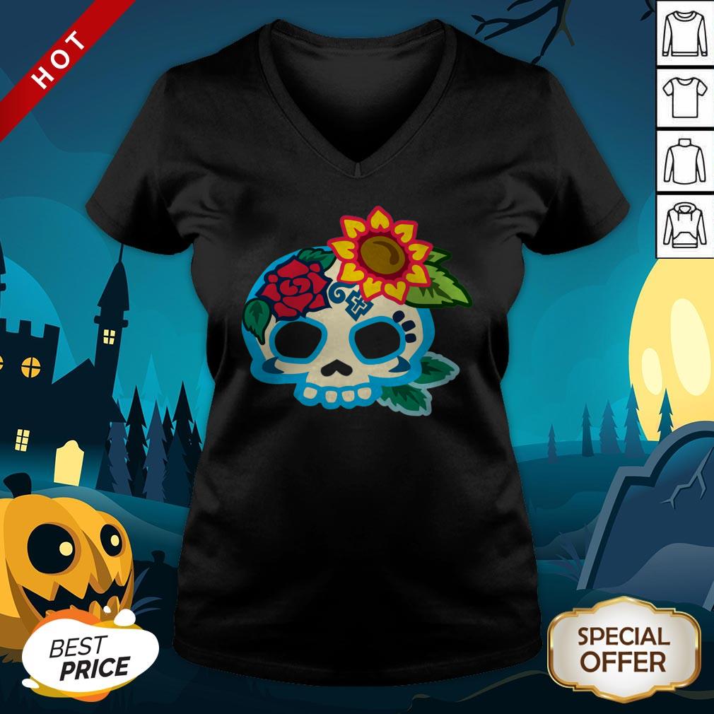 Sugar Skull Flower Day Of Dead Dia De Los Muertos Shirt