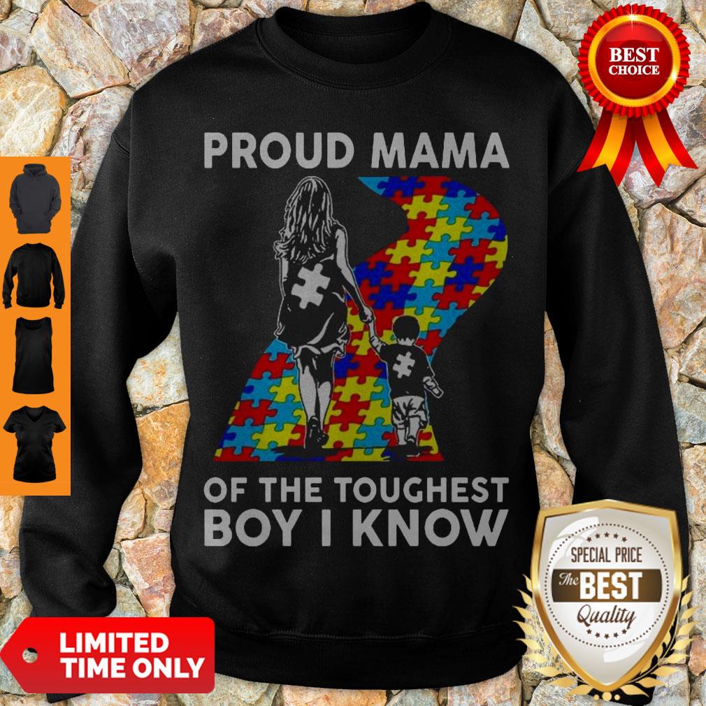 Top Proud Mama Of The Toughest Boy I Know Autism Awareness Shirt