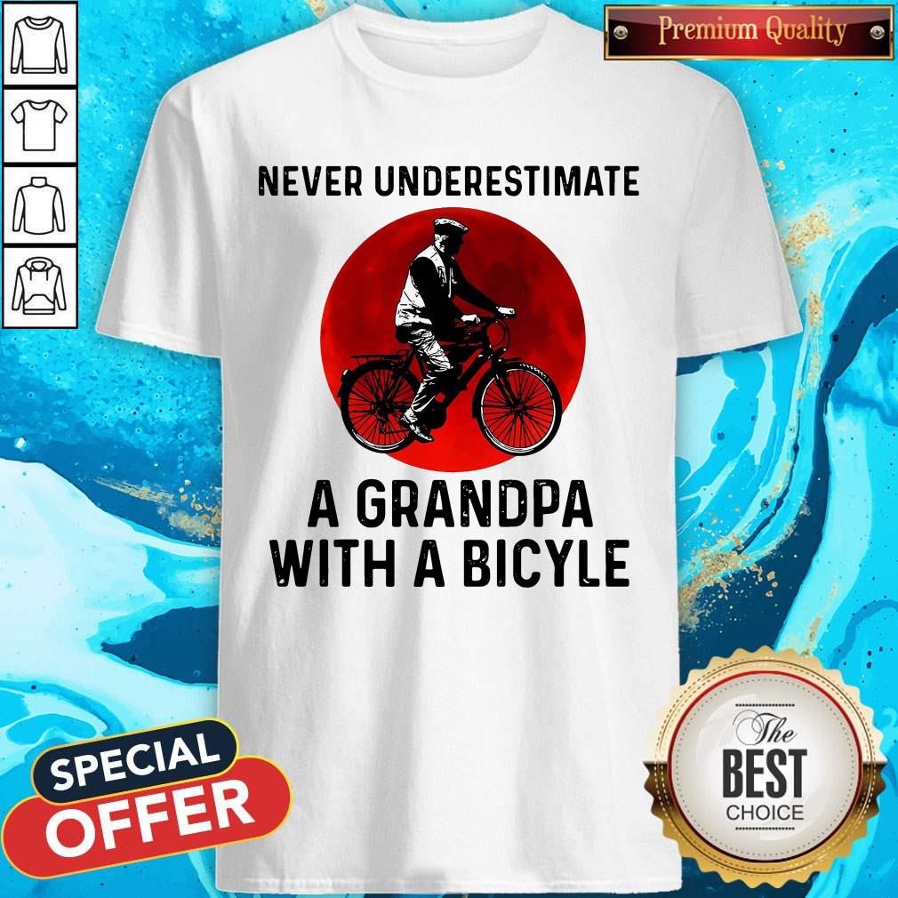 Sweet Never Underestimate A Grandpa With A Bicycle Sunset Shirt