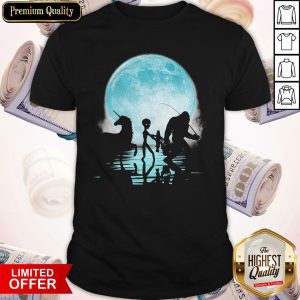 Bigfoot Goes Fishing With Alien And Unicorn Shirt