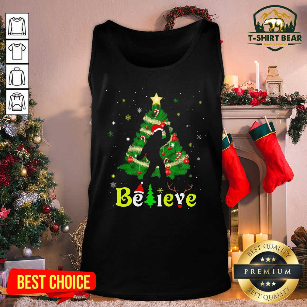Grateful Bigfoot Believe Christmas Tree Merry Xmas Shirt
