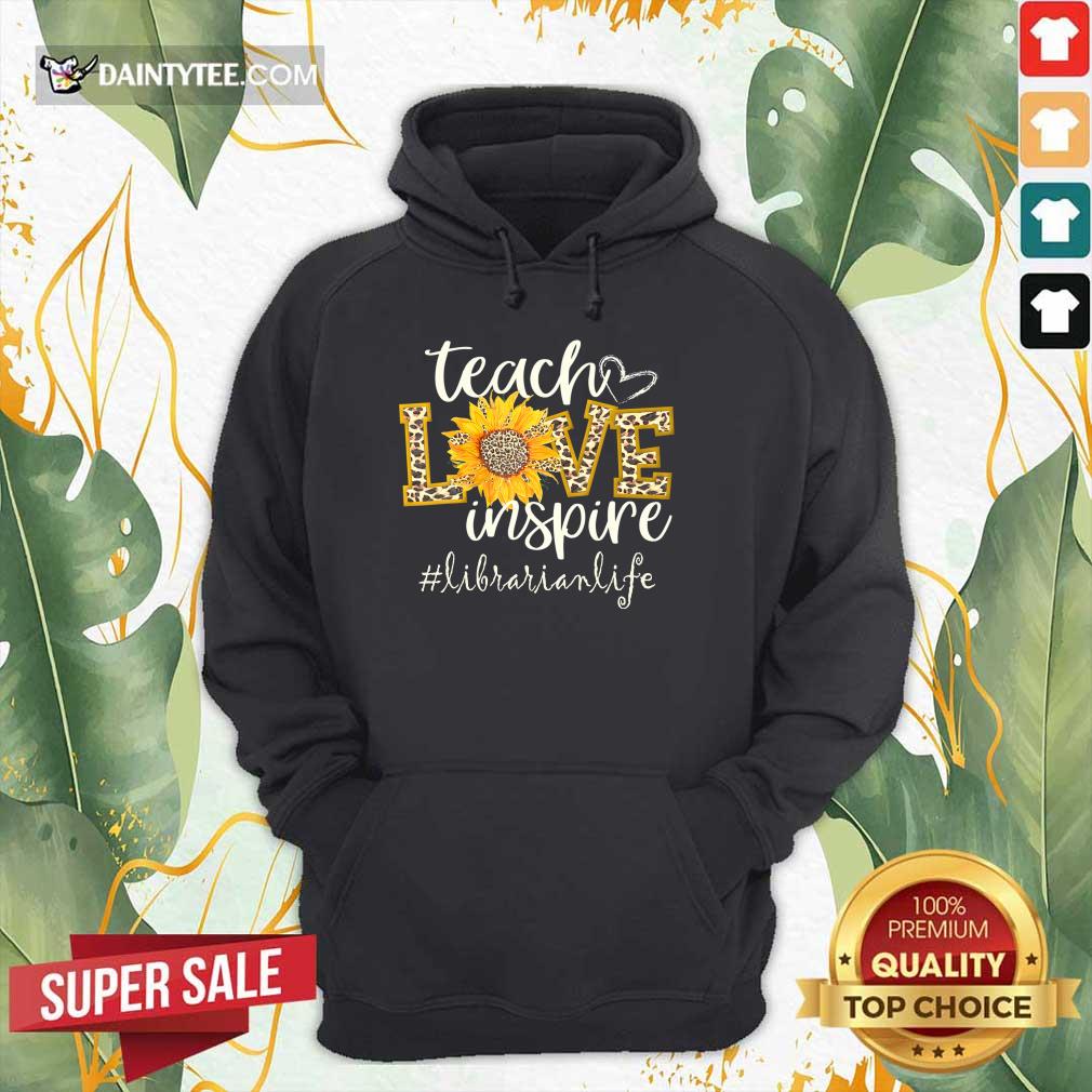 Teach Love Inspire Cute Sunflower Leopard Librarian Life Shirt