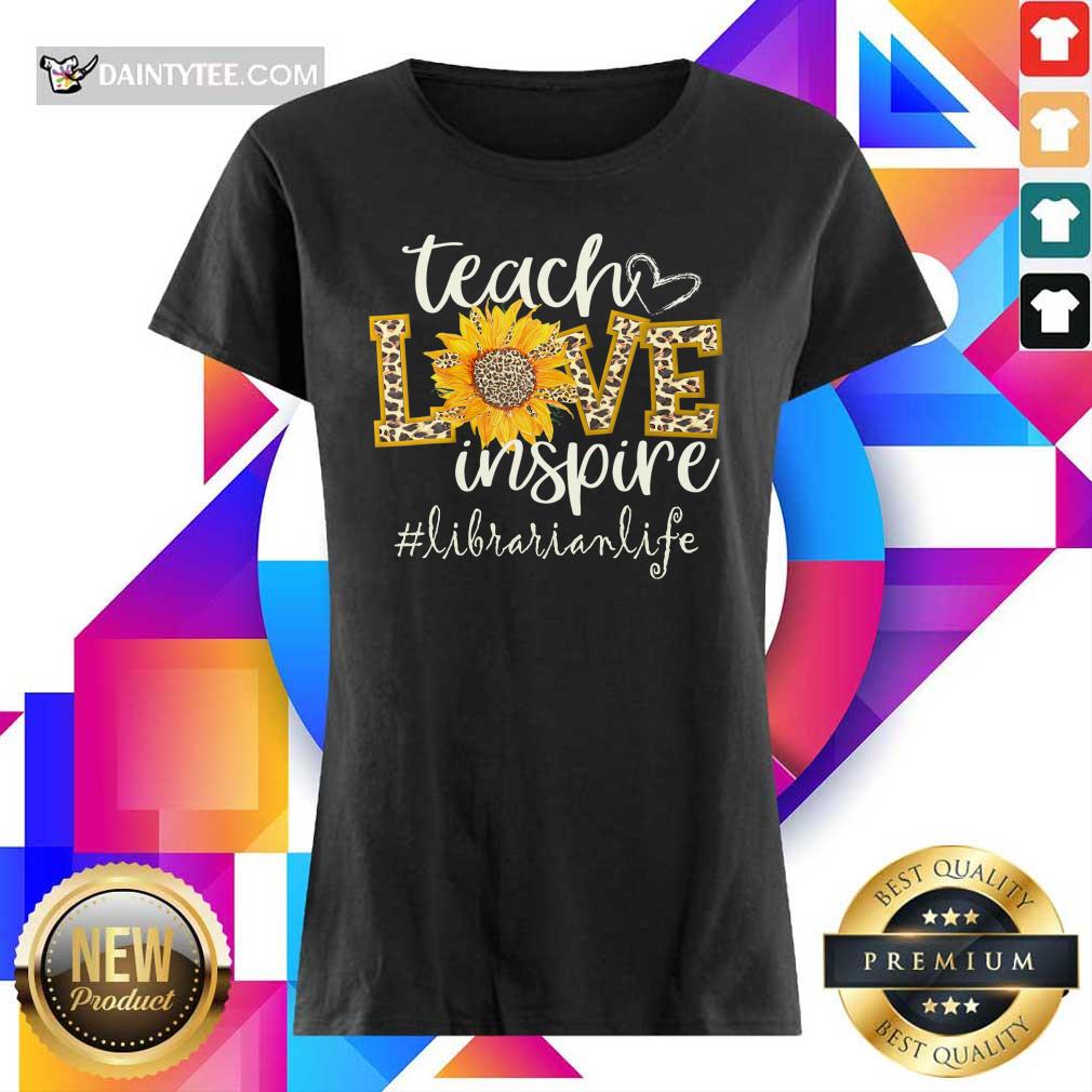 Teach Love Inspire Cute Sunflower Leopard Librarian Life Shirt