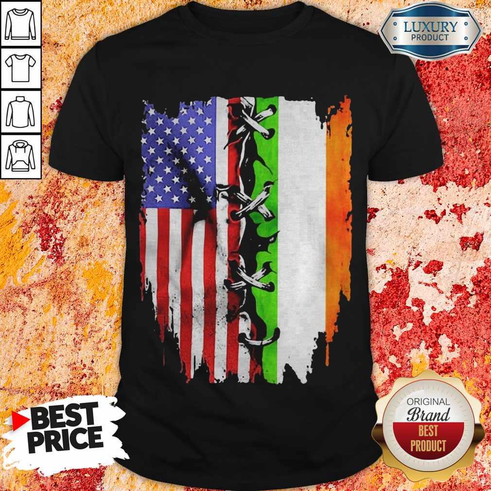 Top Ireland And American Flag Veteran Independence Day Shirt
