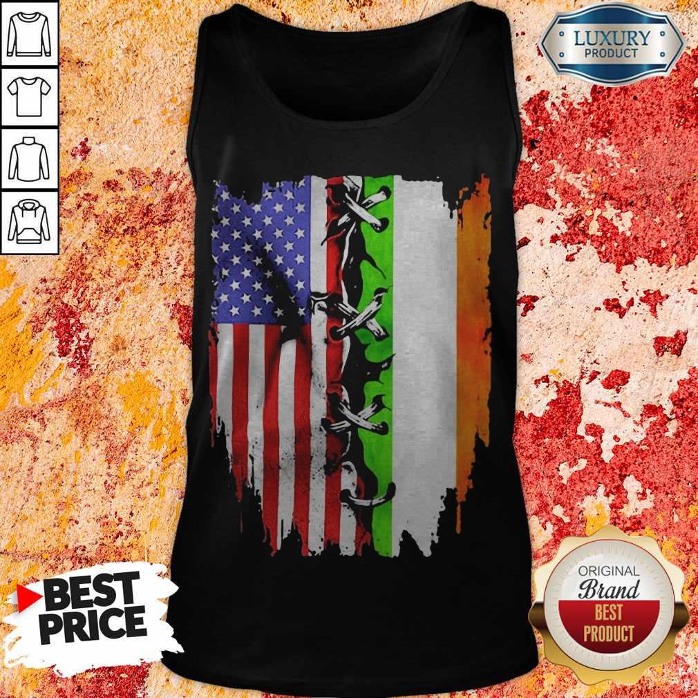 Top Ireland And American Flag Veteran Independence Day Shirt