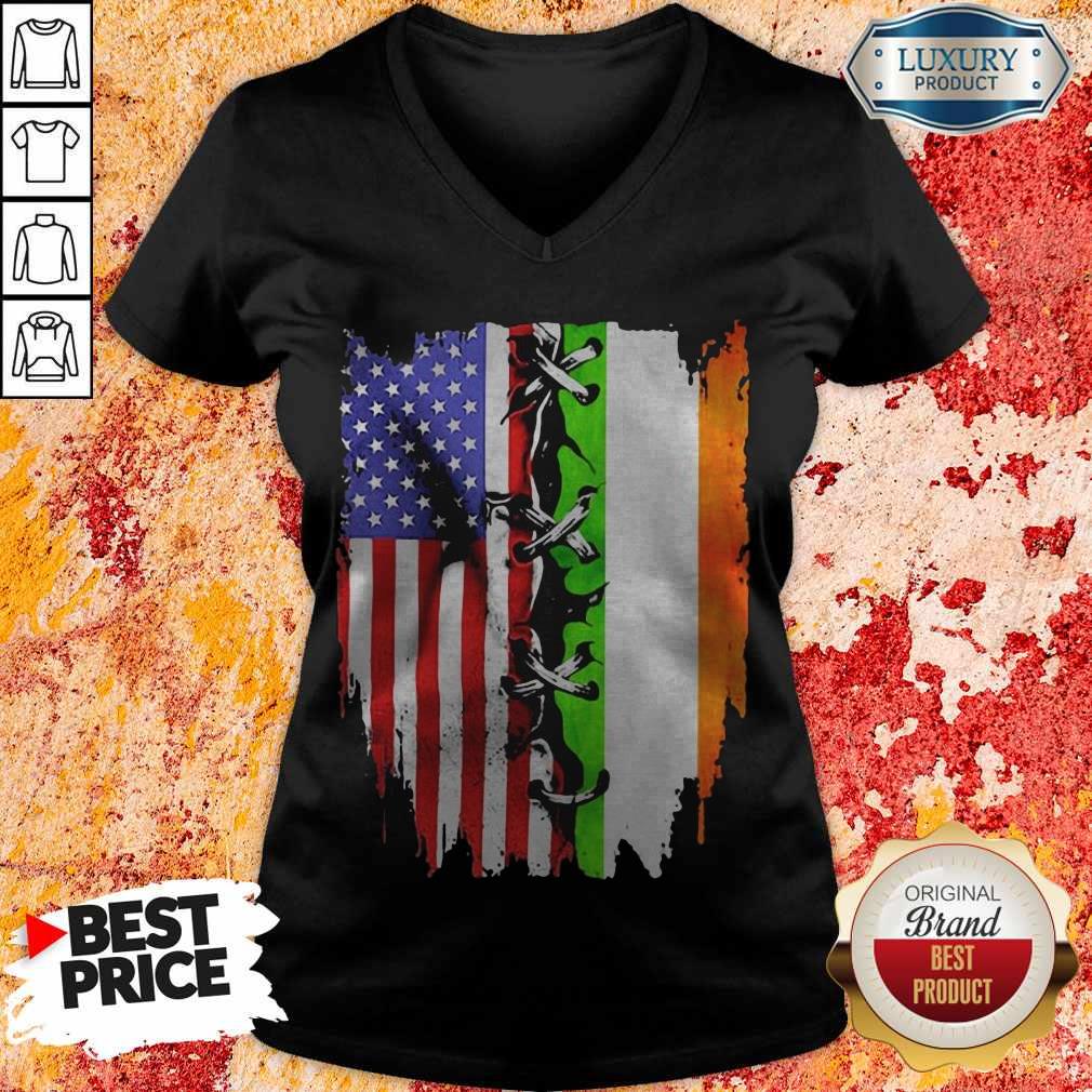Top Ireland And American Flag Veteran Independence Day Shirt