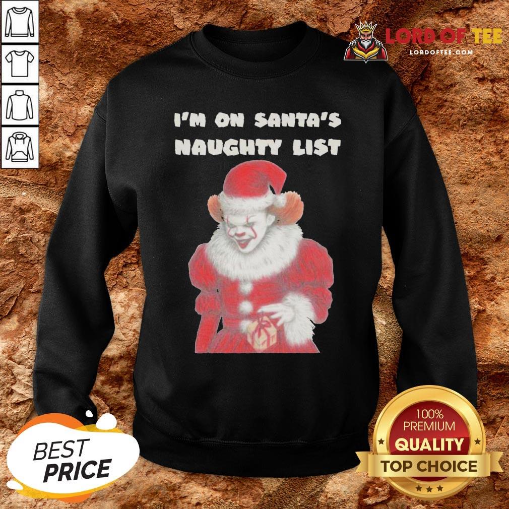 Top It Pennywise I’m On Santa’s Naughty List Halloween Shirt