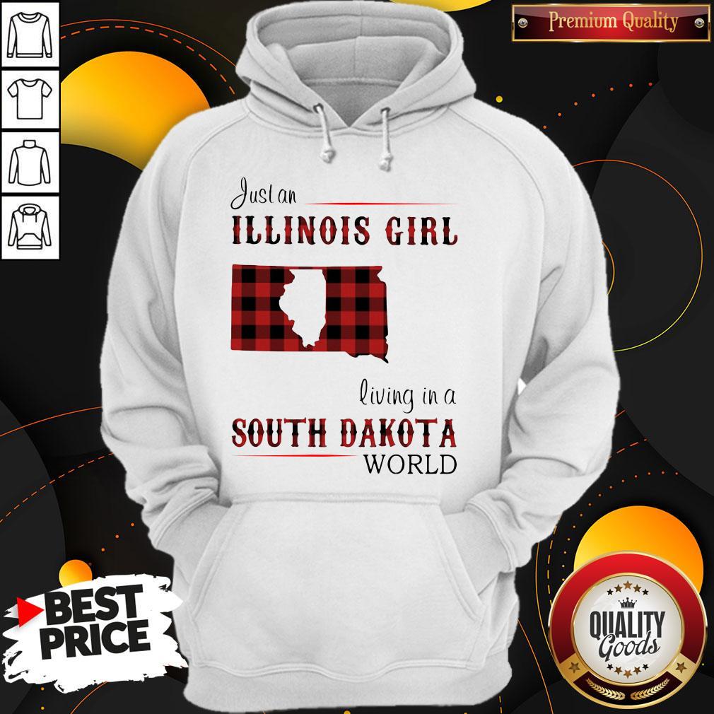 Top Just A Illinois Girl Living In A South Dakota World Map Shirt
