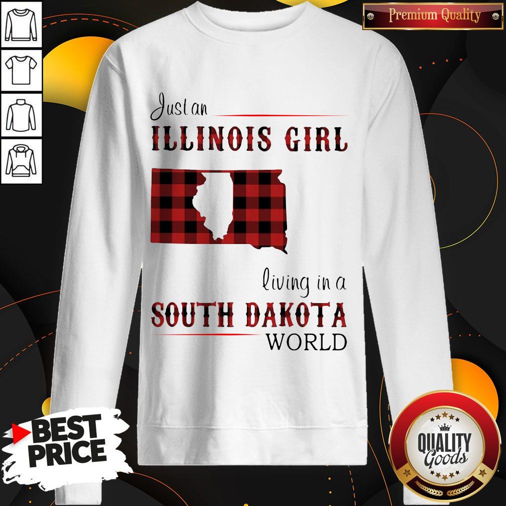 Top Just A Illinois Girl Living In A South Dakota World Map Shirt