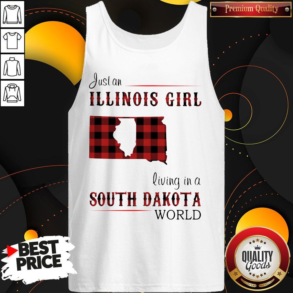 Top Just A Illinois Girl Living In A South Dakota World Map Shirt