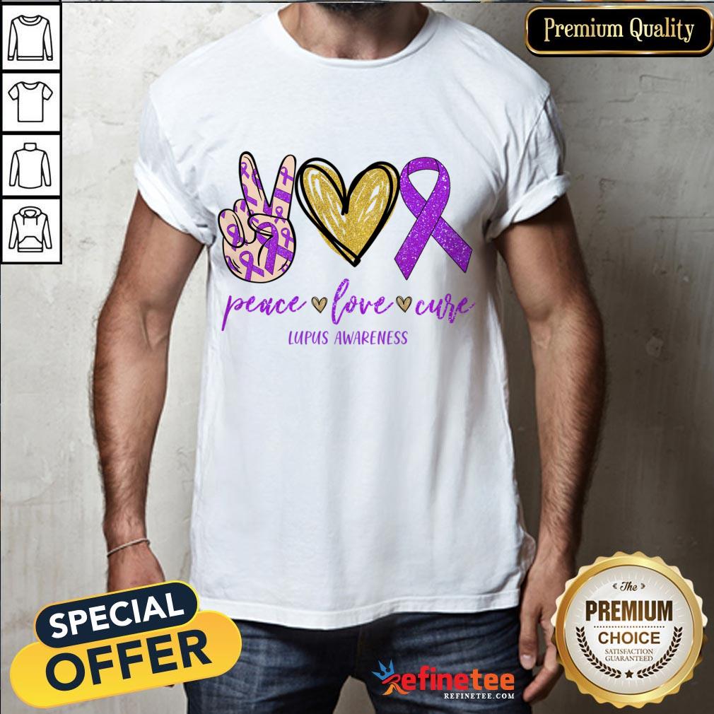 Top Peace Love Cure Lupus Awareness Shirt