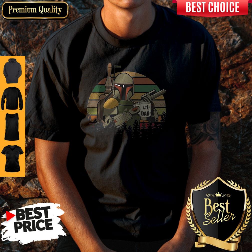 Top The Mandalorian #1 Dad Fathers Day Vintage Sunset Shirt