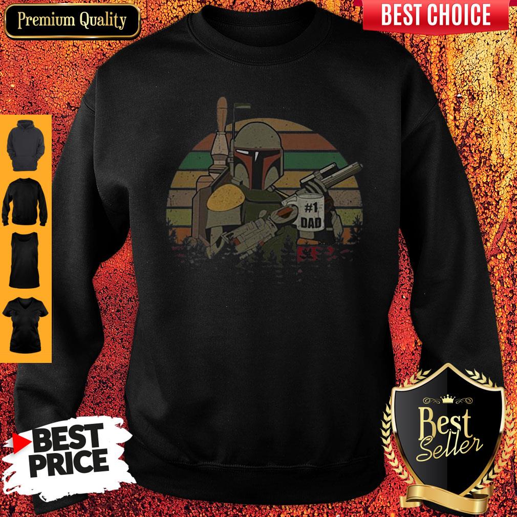 Top The Mandalorian #1 Dad Fathers Day Vintage Sunset Shirt