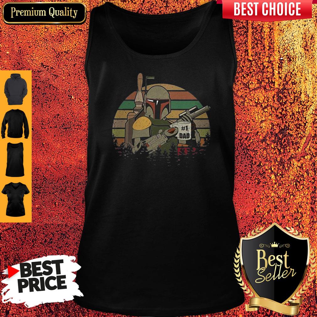 Top The Mandalorian #1 Dad Fathers Day Vintage Sunset Shirt