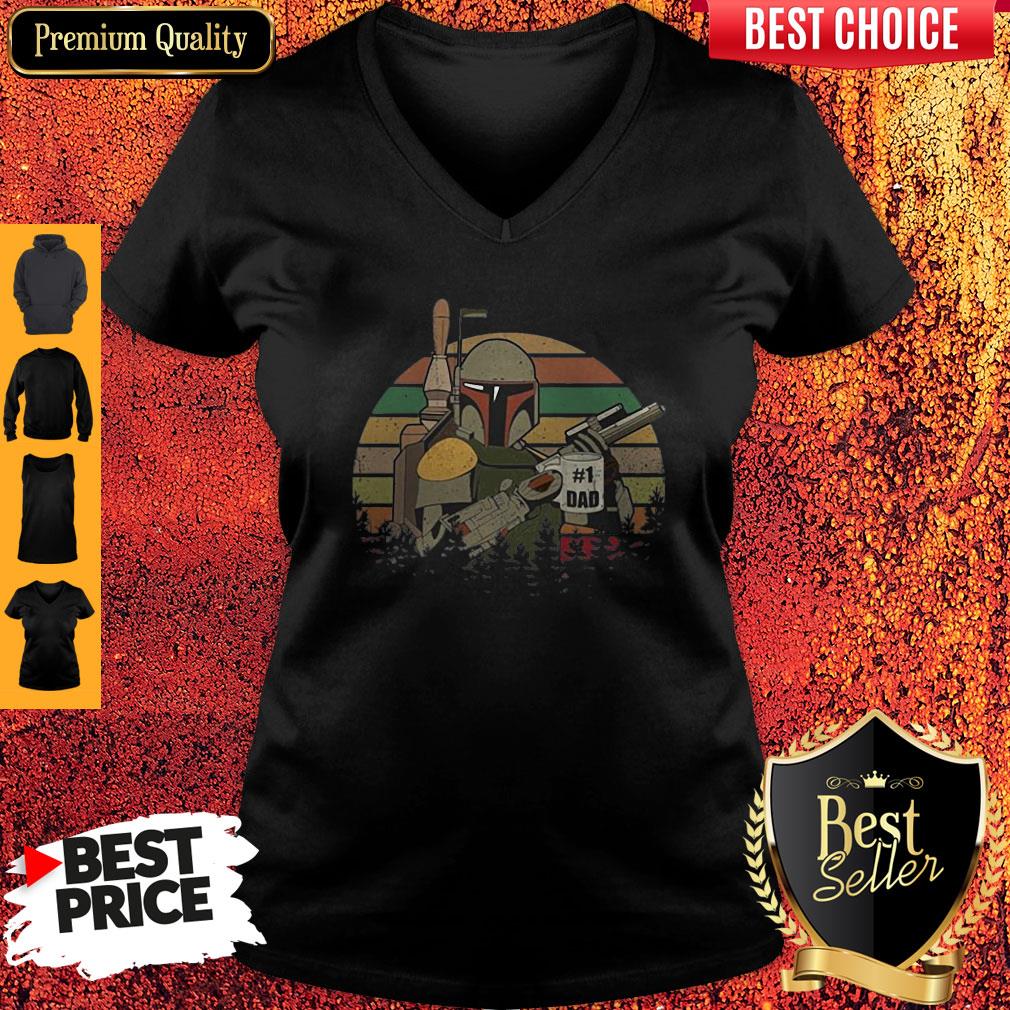 Top The Mandalorian #1 Dad Fathers Day Vintage Sunset Shirt