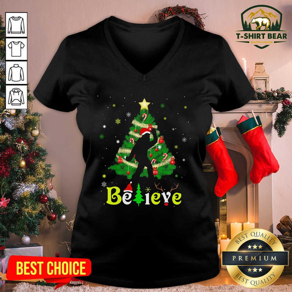 Grateful Bigfoot Believe Christmas Tree Merry Xmas Shirt