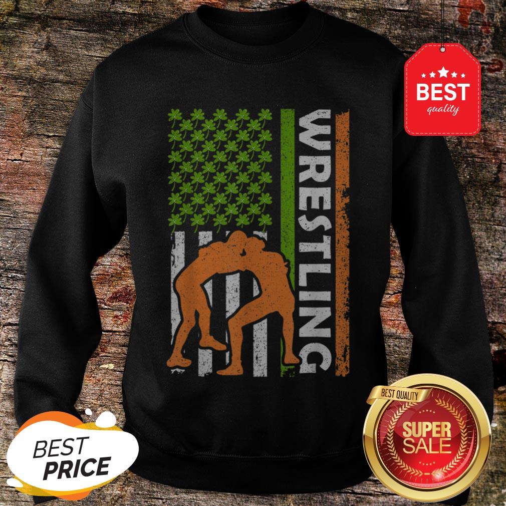 Vintage Irish Wrestling American Flag St Patrick’s Day Gifts Shirt