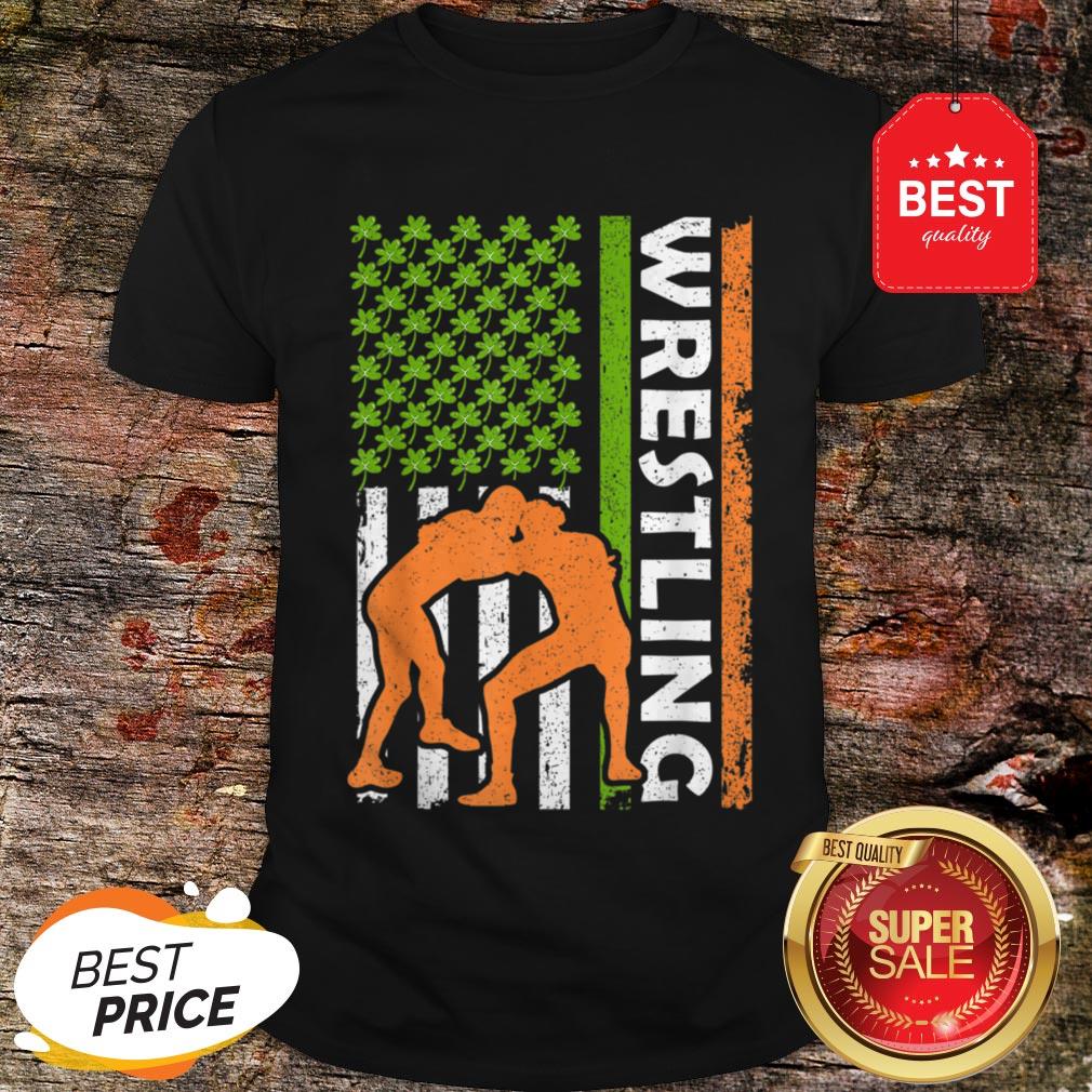 Vintage Irish Wrestling American Flag St Patrick’s Day Gifts Shirt