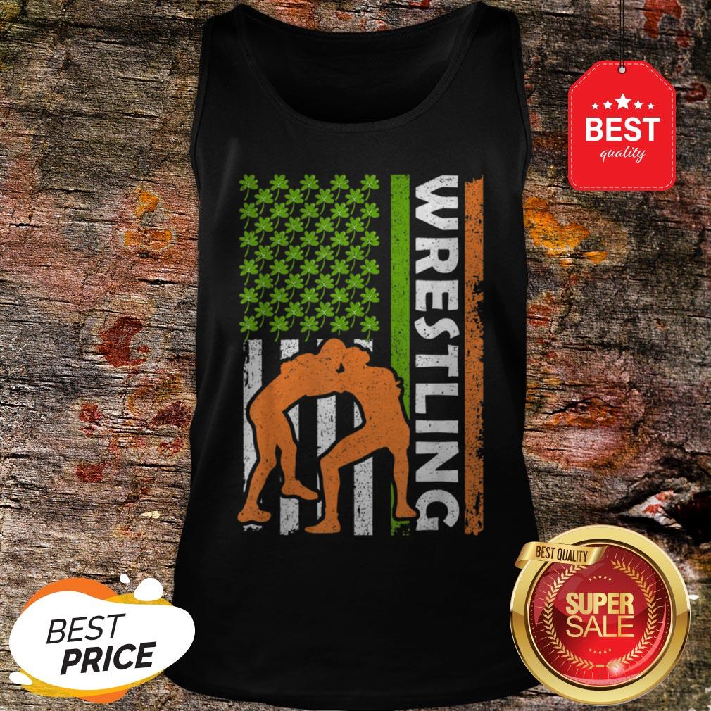 Vintage Irish Wrestling American Flag St Patrick’s Day Gifts Shirt