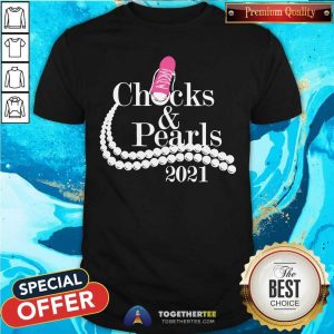 Funny Kamala Harris Chucks And Pearls 2021 Pink Converse T Shirt