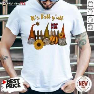 Funny Gnomes Sunflower It's Fall Y'all Halloween Shirt