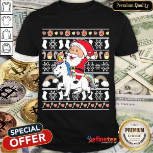 Top Santa Riding Unicorn Christmas Shirt