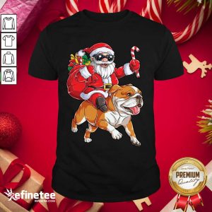 Great Santa Claus Riding Bulldog Merry Christmas Shirt