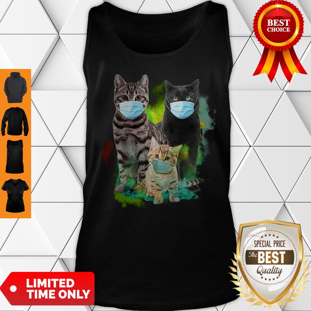 Cute Cat Wear Face Mask Tee Shirt