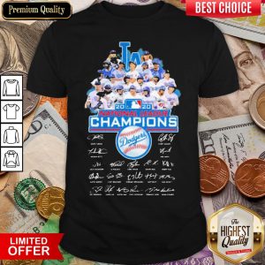 Hot Los Angeles Dodgers 2020 National League Champions Signatures Shirt