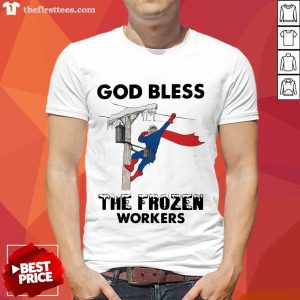Funny God Bless The Frozen Workers Lineman Shirt