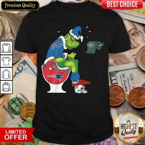 Cute The Grinch Buffalo Bills Shit On Toilet New England Patriots And Other Teams Christmas Shirt
