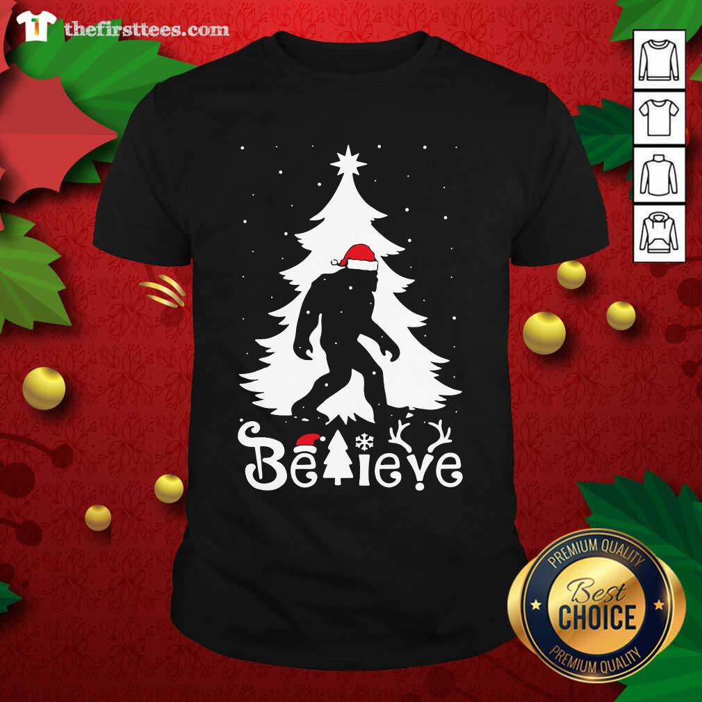 Awesome Santa Bigfoot Believe Ugly Christmas Shirt