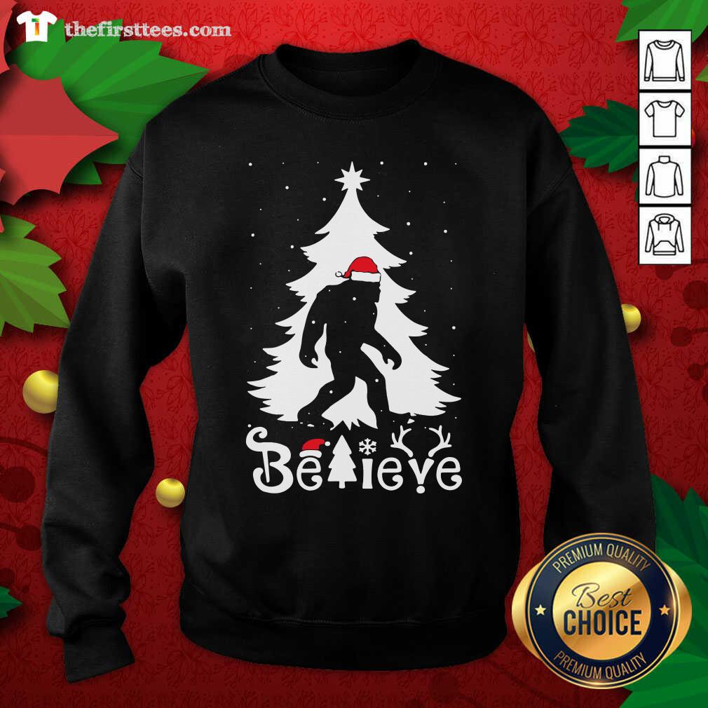 Awesome Santa Bigfoot Believe Ugly Christmas Shirt