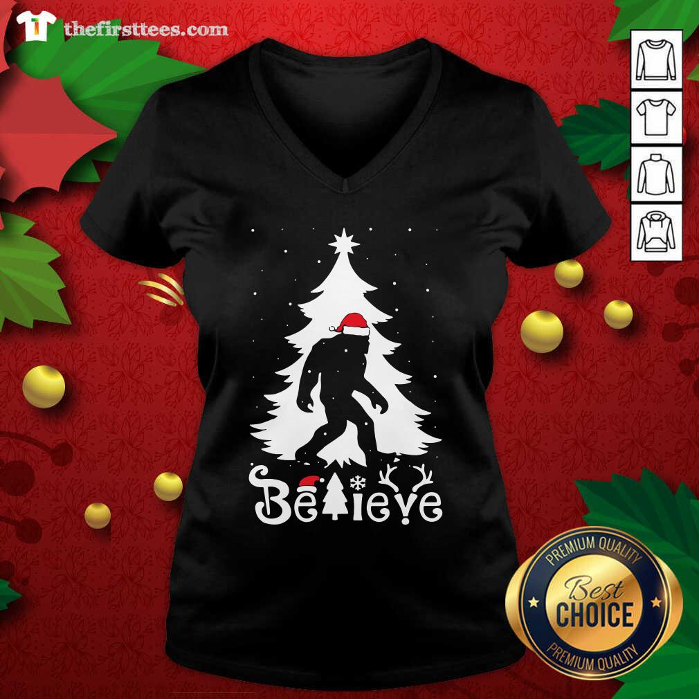Awesome Santa Bigfoot Believe Ugly Christmas Shirt