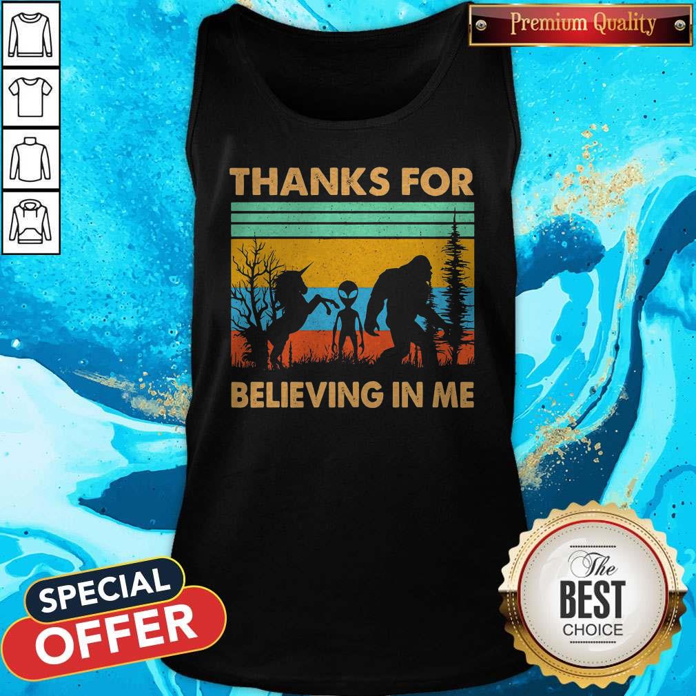 Bigfoot Alien Unicorn Thanks For Believing In Me Vintage Shirt