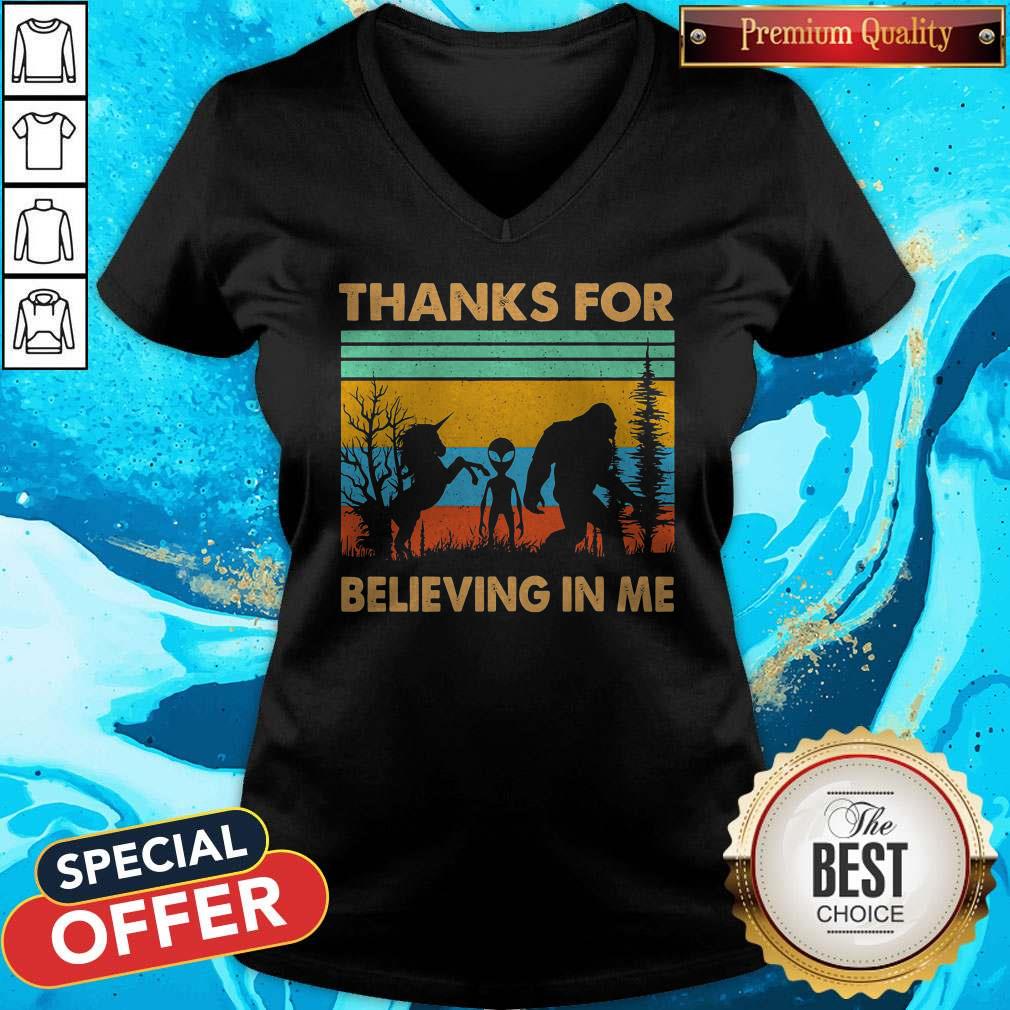 Bigfoot Alien Unicorn Thanks For Believing In Me Vintage Shirt